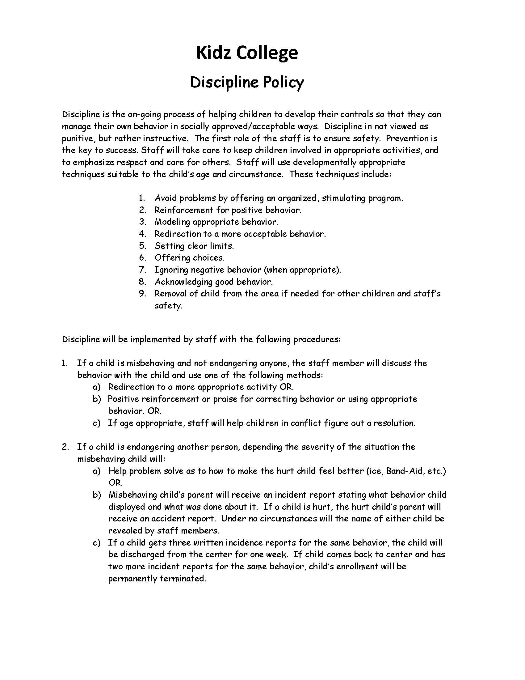 Discipline Policy 1 of 2